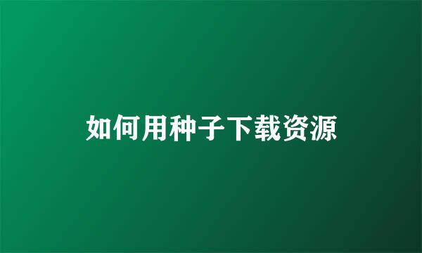 如何用种子下载资源