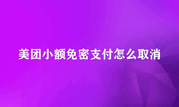 美团小额免密支付怎么取消