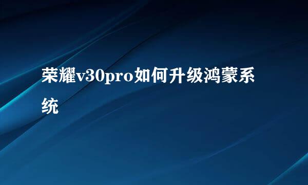 荣耀v30pro如何升级鸿蒙系统