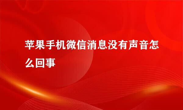 苹果手机微信消息没有声音怎么回事