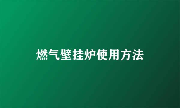 燃气壁挂炉使用方法