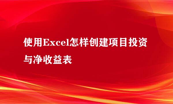 使用Excel怎样创建项目投资与净收益表