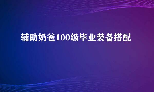 辅助奶爸100级毕业装备搭配