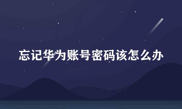 忘记华为账号密码该怎么办