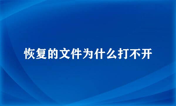 恢复的文件为什么打不开