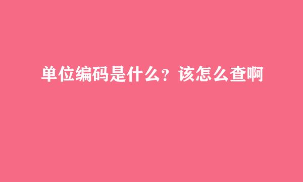 单位编码是什么？该怎么查啊