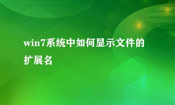 win7系统中如何显示文件的扩展名