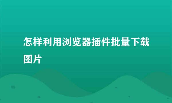 怎样利用浏览器插件批量下载图片