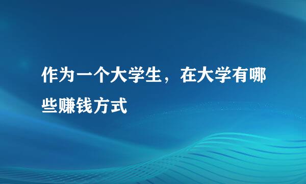 作为一个大学生，在大学有哪些赚钱方式