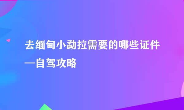 去缅甸小勐拉需要的哪些证件—自驾攻略