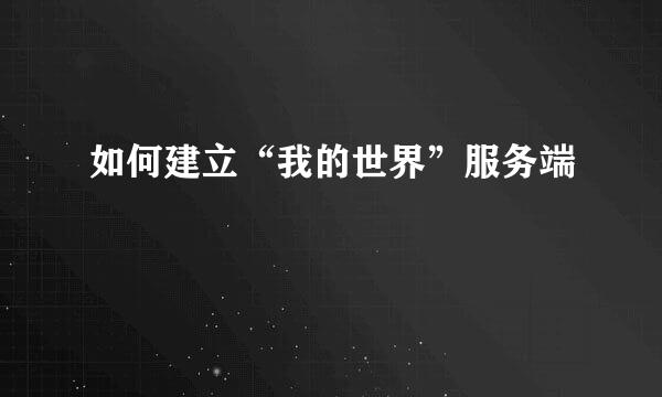 如何建立“我的世界”服务端