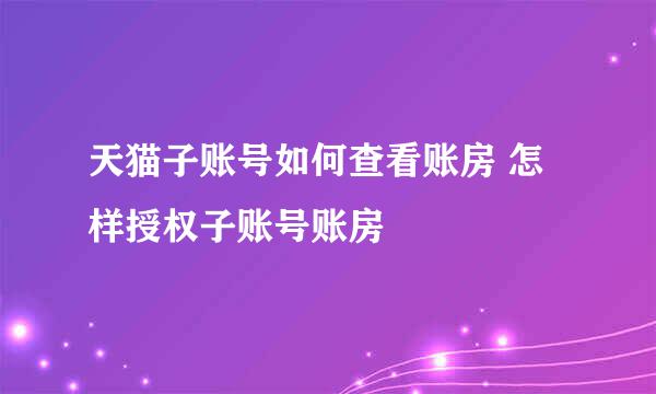 天猫子账号如何查看账房 怎样授权子账号账房