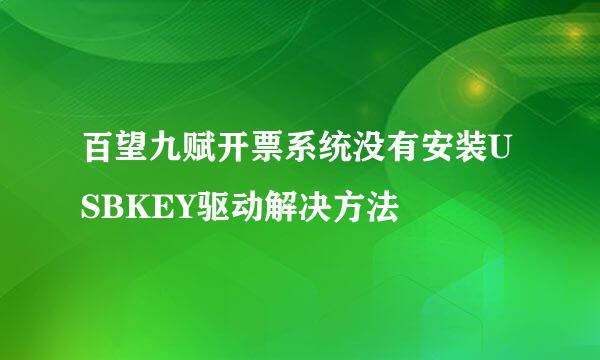 百望九赋开票系统没有安装USBKEY驱动解决方法