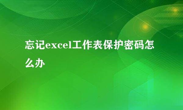 忘记excel工作表保护密码怎么办
