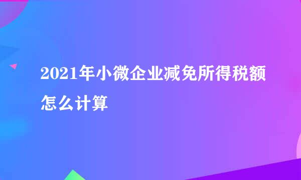 2021年小微企业减免所得税额怎么计算