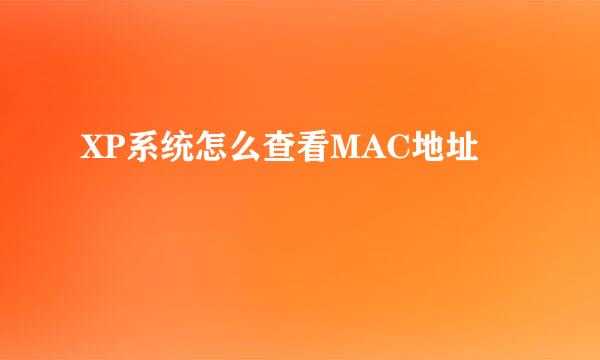 XP系统怎么查看MAC地址