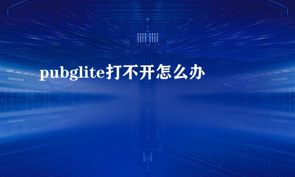 pubglite打不开怎么办