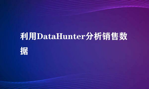 利用DataHunter分析销售数据