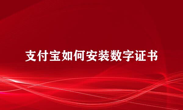 支付宝如何安装数字证书