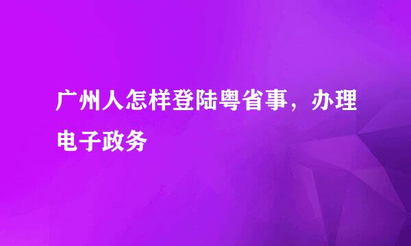 广州人怎样登陆粤省事，办理电子政务