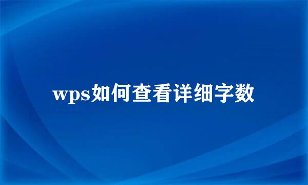 wps如何查看详细字数