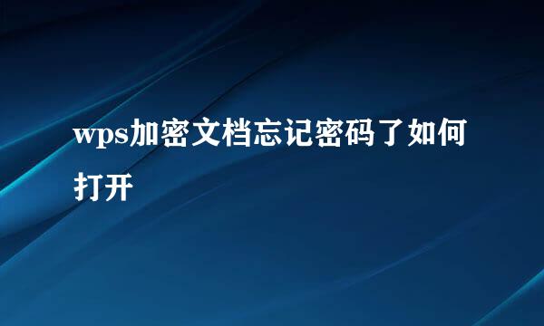 wps加密文档忘记密码了如何打开