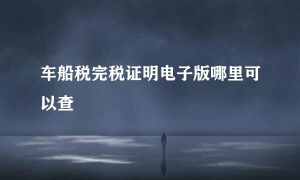 车船税完税证明电子版哪里可以查