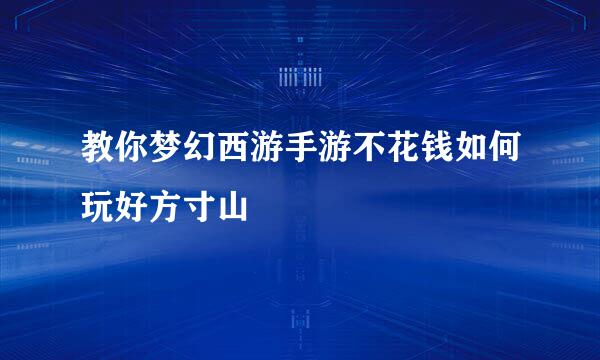 教你梦幻西游手游不花钱如何玩好方寸山