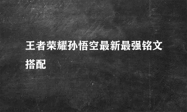王者荣耀孙悟空最新最强铭文搭配