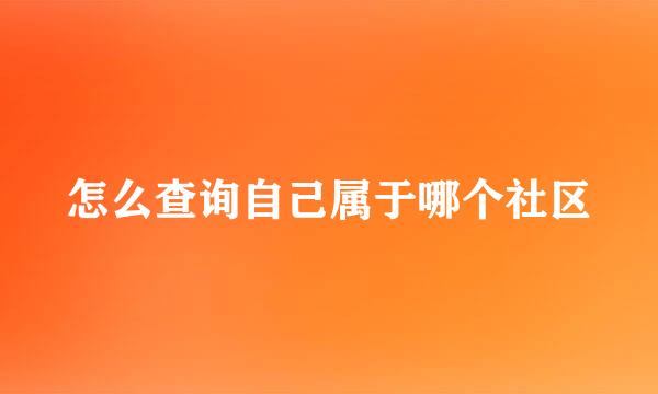 怎么查询自己属于哪个社区