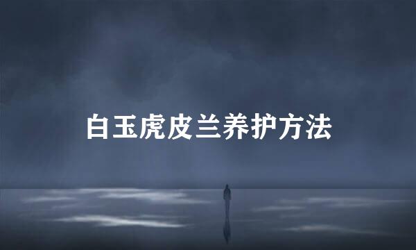 白玉虎皮兰养护方法