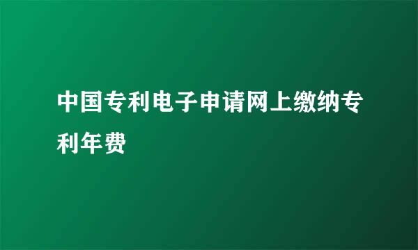 中国专利电子申请网上缴纳专利年费
