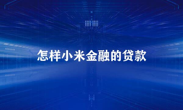 怎样小米金融的贷款