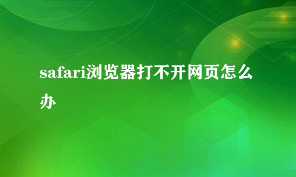 safari浏览器打不开网页怎么办