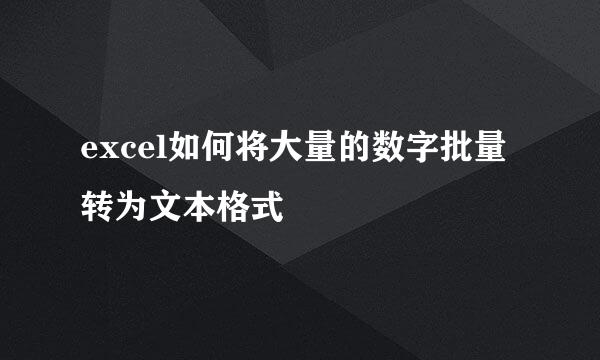 excel如何将大量的数字批量转为文本格式