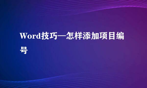 Word技巧—怎样添加项目编号