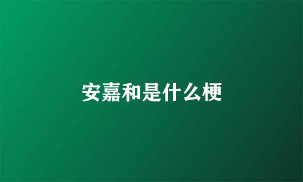 安嘉和是什么梗