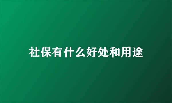 社保有什么好处和用途