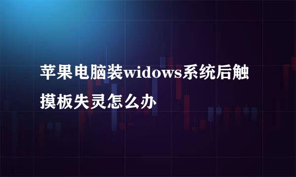 苹果电脑装widows系统后触摸板失灵怎么办