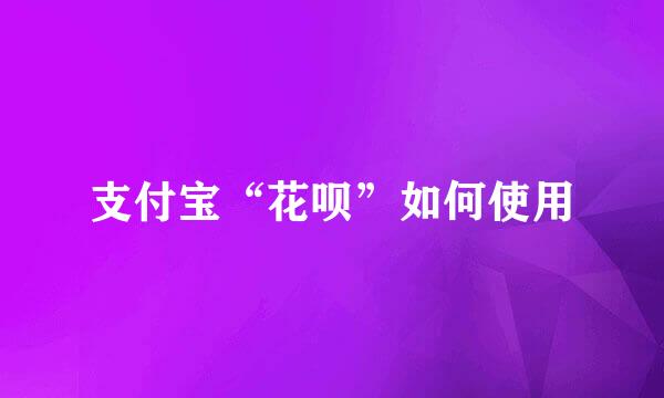 支付宝“花呗”如何使用