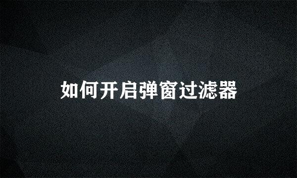 如何开启弹窗过滤器