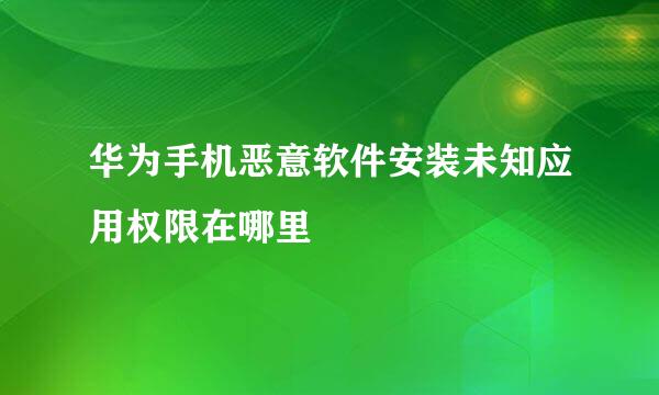 华为手机恶意软件安装未知应用权限在哪里