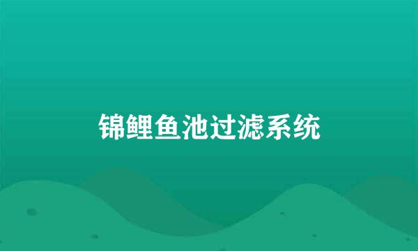 锦鲤鱼池过滤系统
