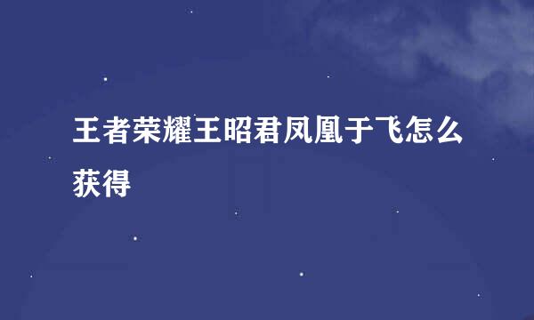 王者荣耀王昭君凤凰于飞怎么获得