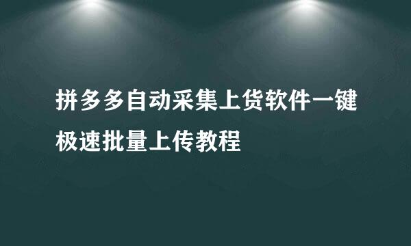 拼多多自动采集上货软件一键极速批量上传教程
