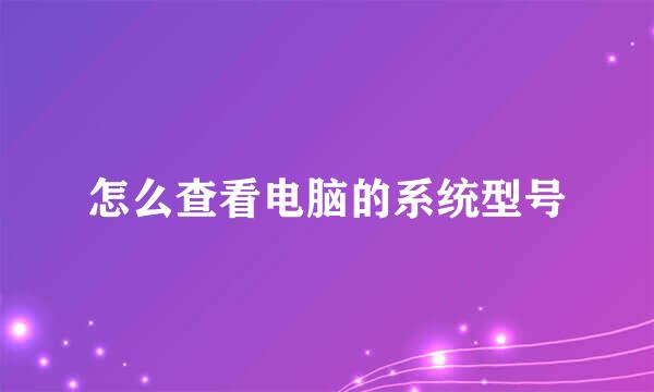 怎么查看电脑的系统型号