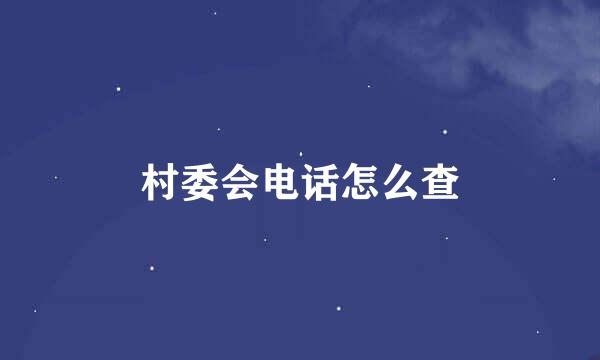 村委会电话怎么查