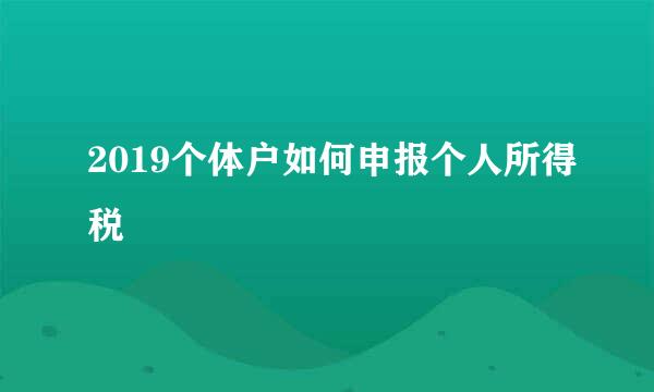 2019个体户如何申报个人所得税