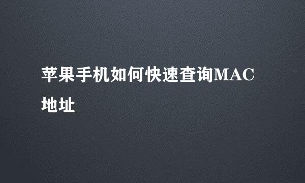 苹果手机如何快速查询MAC地址
