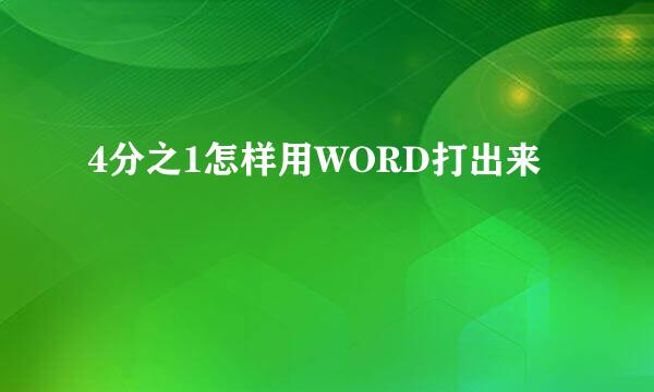 4分之1怎样用WORD打出来